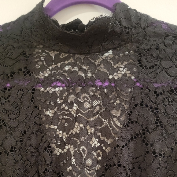 & Other Stories High Neck Bodycon Lace Longsleeve Scalloped Hem Dress Size 6 - Picture 3 of 12